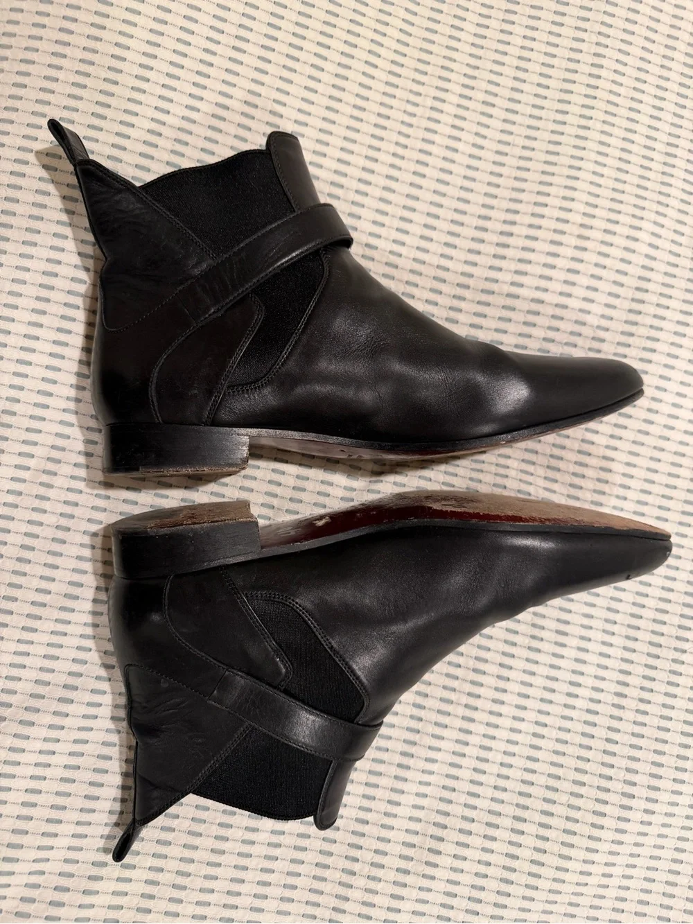 Miu Miu Black Leather Ankle Booties with Side Strap Size 9